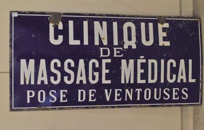 null CLINIQUE DE MASSAGE MEDICAL - Pose de ventouses. Plaque émaillée bombée. Quatre...