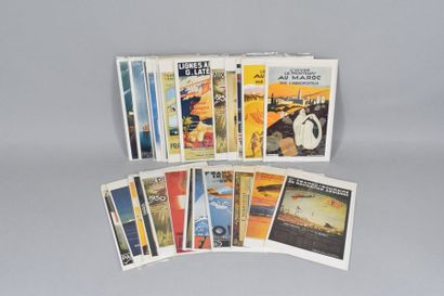 null 28 cartes postales reproduisant des affiches de compagnies aériennes, collection...