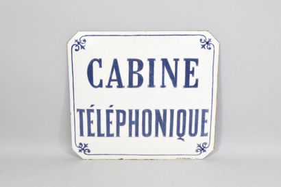 null CABINE TELEPHONIQUE plaque émaillée rectangulaire à pans coupés. ANCne Mon COLIN...