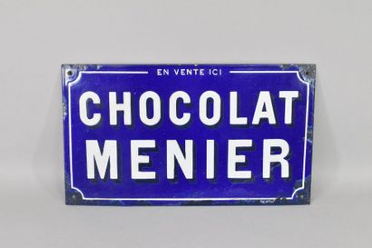 null MENIER enamelled plate - for sale here. Two-dimensional lettering in white and...