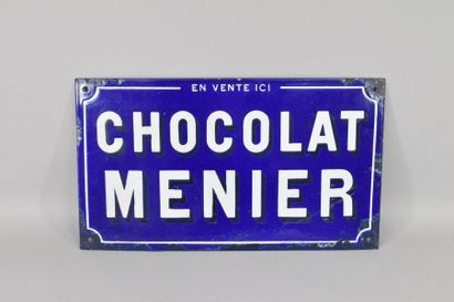 null MENIER plaque émaillée - en vente ici. Lettrage en deux dimensions blanc et...