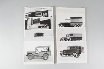 null PEUGEOT 12 photos, silver print from the 50's, of Peugeot trucks or utility...