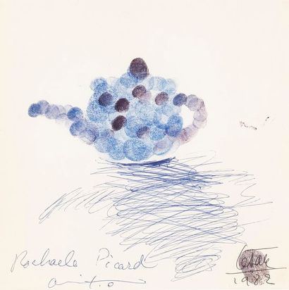 CÉSAR CAESAR, 1921-1998

Blue teapot, 1982

fingerprints with blue and black inks...