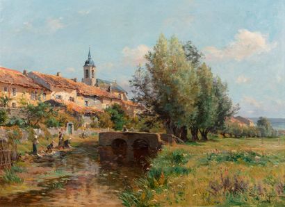 Édmond Marie PETITJEAN Edmond Marie PETITJEAN, 1844-1925

Lavandières dans un village...