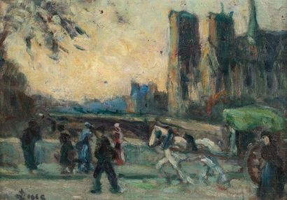 Maximilien Luce Maximilien LUCE, 1858-1941

Cart and passersby in front of Notre-Dame...