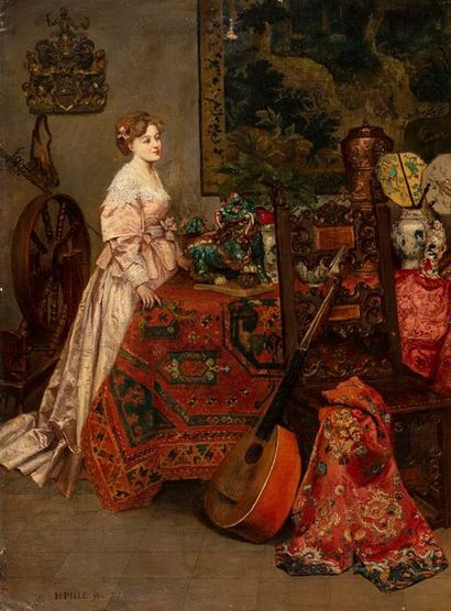 Henri PILLE Henri PILLE, 1844-1897

Femme dans un cabinet de curiosité, 1871

huile...