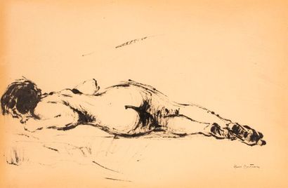 Abel BERTRAM Abel BERTRAM, 1871-1954

Nude lying on her back

India ink on beige...