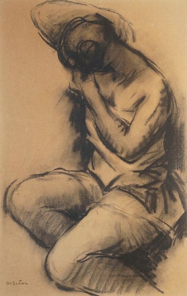 Abel BERTRAM Abel BERTRAM, 1871-1954

Nude with right arm raised

charcoal and stump...