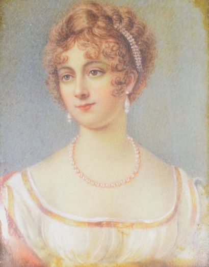 null FRENCH SCHOOL OF THE 19TH CENTURY 

Portrait of a young princess with pearl...