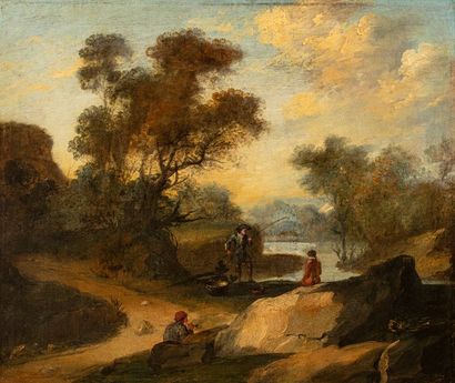null CREPIN LOUIS PHILIPPE (Attribué à) 

Paris 1772 - 1851 

Paysage à la rivière...