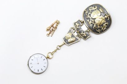 LEROY LEROY

Silver and gold-plated metal castelaine on an amati background, the...