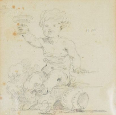 null HALLE NOËL (Attribué à) 

Paris 1711 - 1781 

L'enfant Bacchus 

Pierre noire...