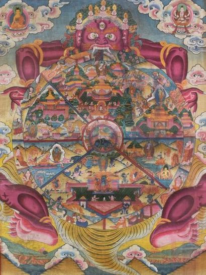 null Thangka Tibet, XIXème 

H. : 69 - L. : 50 cm 