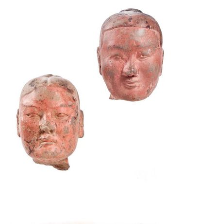 null CHINA - HAN Period (206 BC - 220 AD)

Two terracotta men's heads with traces...