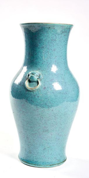 null CHINE - XIXème siècle

Vase balustre à anses appliquées de têtes de lions avec...