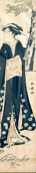 null KatsukawaShunsho (1726-1792):Obantate-e, partie de triptyque, représentant deux...