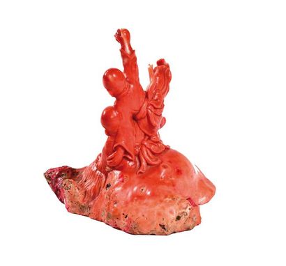 null CHINA - 20th century

Group in red coral, two children catching a turtle on...