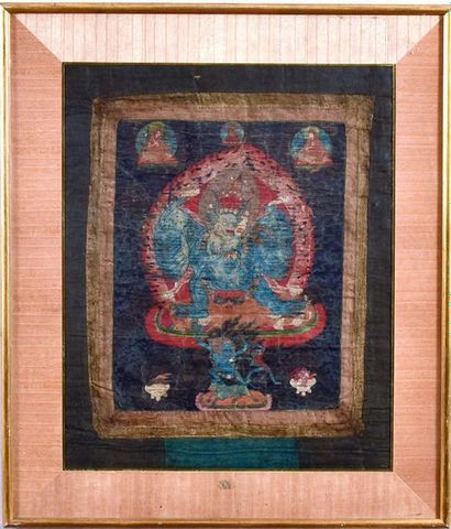 null TIBET - XIXe siècle

Thangka, détrempe sur toile, Yamantaka à neuf têtes debout...