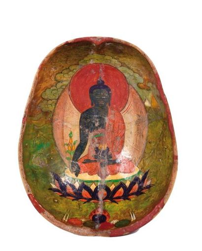 null TIBET - 20th century

Kapala made of bone, the inside painted with a sitting...