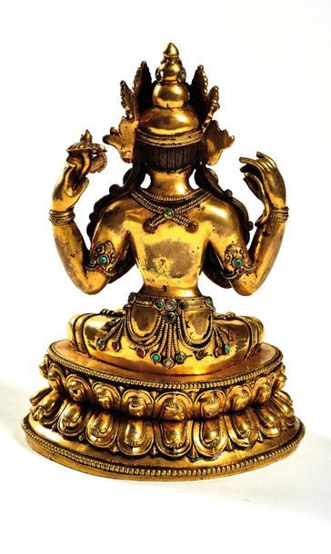 null TIBET

Statuette de Bouddha en bronze doré, à quatre bras dont deux en anjali-mudra,...
