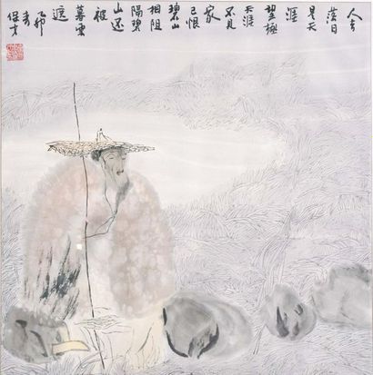null CHINE - XXe siècle

Encre sur papier, pêcheur. 

Dim. 69 x 67,5 cm. Encadré...