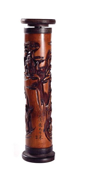 null CHINA - 20th century

Scented herb case in bamboo carved by scholars in a mountainous...