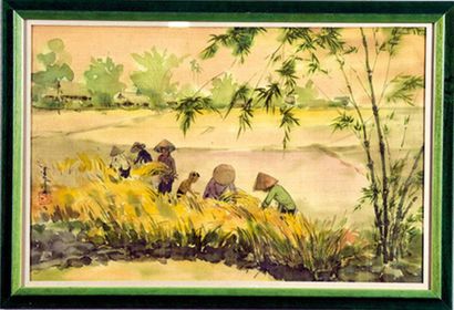 null TRUONG VAN Y (1935-)
Truong Van Ý
Haymaking / Mua gAt
Oil on silk
Dim. 38x59...