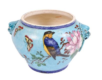 null Theodore DECK (1823-1891)

Cache-pot en ceramique a corps ovoide et deux

anses...