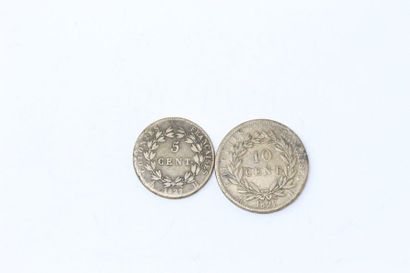 null Two bronze pieces Charles X 1827 H

10 cents, one of the 300,000 exes. B

5...