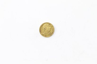 Gold coin of 20 francs Louis XVIII bust dressed...