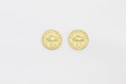 null Deux pièces en or de 5 Dollars - Oregon Exchange Company - Beaver (1849 x 2).
B...