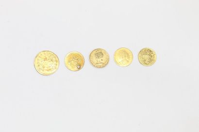 null Lot of foreign gold coins including:
- 1/2 escudos Costa Rica (1846 CR JB)
-...