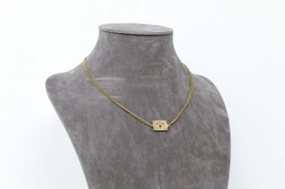 null Double strand necklace in 18k (750) yellow gold with a jaseron link, the rectangular...