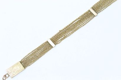 null Bracelet in 18k (750) yellow gold, eight-row chaton link. 

Nineteenth.

Wrist...