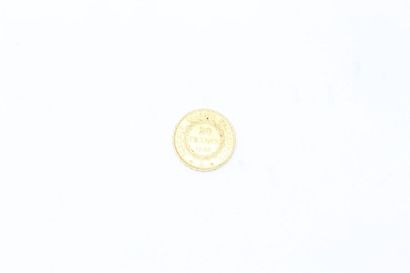 null Gold coin of 20 francs Genie IIe république (1848 A).

B to TB.

Weight: 6.45...