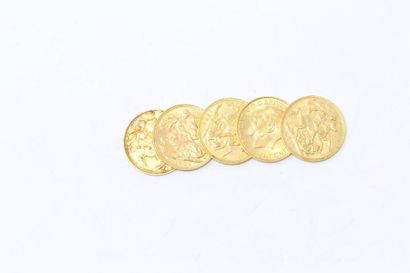Set of five gold coins comprising : 

- Three...