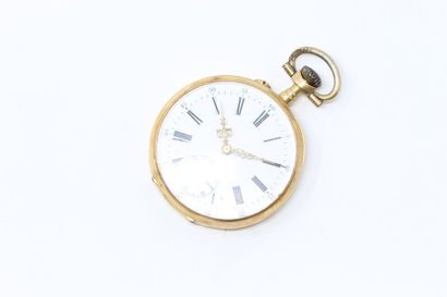 null Gusset watch in 18k (750) yellow gold, white enamelled dial with Roman numerals...