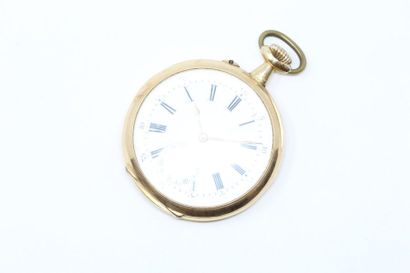 null Pocket watch in 18k (750) yellow gold, copper bélière, white enamelled dial...