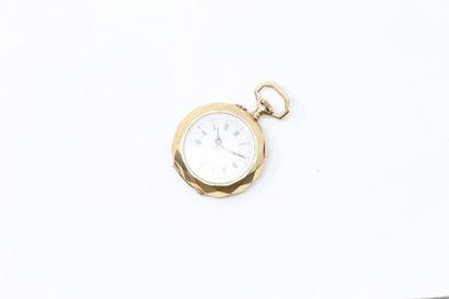 null Neck watch in 18k (750) yellow gold, white enamelled dial with Roman numerals...