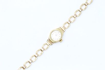 null Ladies' wristwatch, round case in 18k (750) yellow gold, cream dial, triangular...
