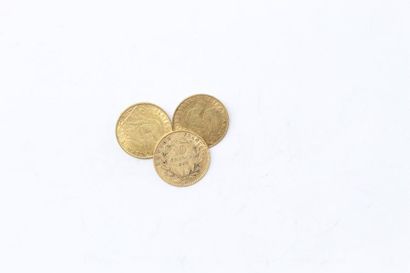 null Lot de pièces d'or comprenant :

- Pièce de 10 francs Napoléon III tête nue...
