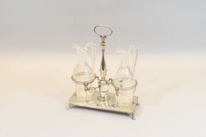null Silver oil and vinegar holder with glass inserts.

Missed the traffic jams.

Weight:...