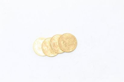 null Four 20 franc gold coins "Coq" (1908 x 4)

APC to SUP. 

Weight: 25.80 g.

