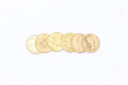 null Set of six gold coins comprising : 

- 20 lire - Victor-Emmanuel I (1820)

-...