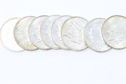 null Eight silver coins of 10 Hercules francs (1965 x 4; 1967 x 4). 

APC to SUP....
