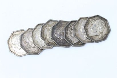 null Lot de 8 jetons en argent de l'Assurances Generales de Paris (1845 ; 1860 x...