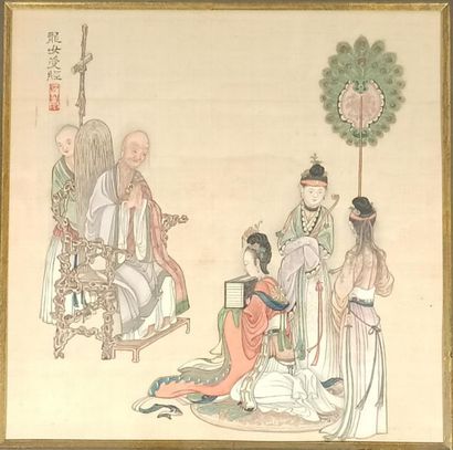 null CHINE - XIXe siècle

Page d'album "Fan Fang Yuan Cheng" (album bouddhiste),...