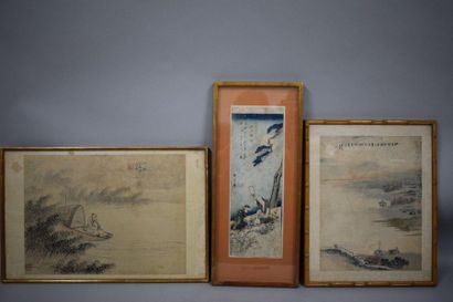 null CHINA - JAPAN, (20th century)

A combination of three framed pieces comprising...
