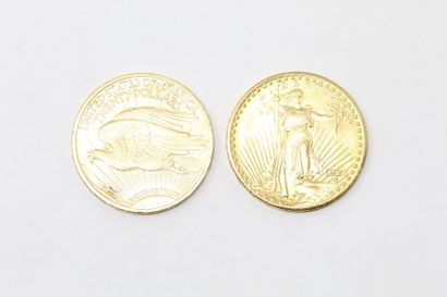 Two 20-dollar gold coins Saint-Gaudens- Double-Eagle...