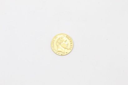 null Gold coin of 10 francs Napoleon III head laureate (1865 A). 

TB to APC.

Weight:...